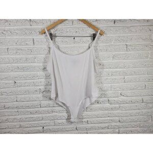 Forever 21 Womens Bodysuit 2X Plus Spaghetti Strap White Snap WHI19E
